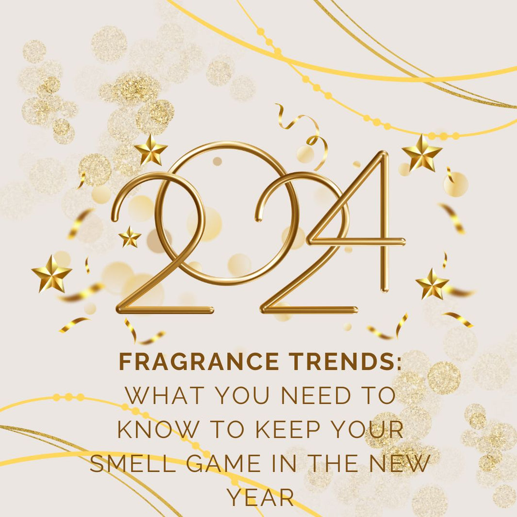 Picture of the number 2024 with the title "Fragrance Trends: What you need to know to keep your scent game in the new year".